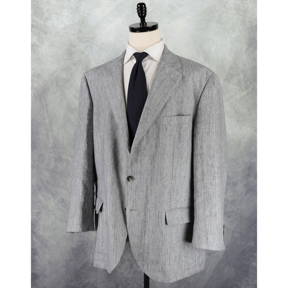 Loro Piana Mainline 100% Linen Blazer Mens 60 US 50 Gray Sport Coat Italy